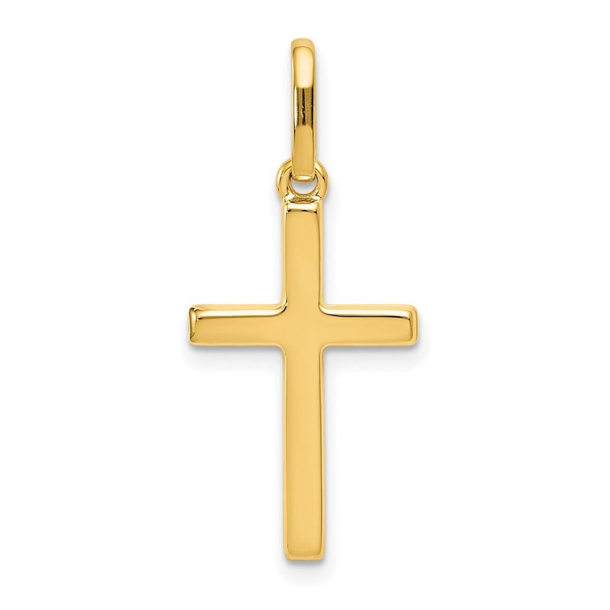 Curata 14k Yellow Gold 18" Small Polished Cross Necklace - 19x13mm