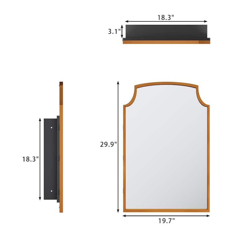 Farmhouse Bathroom Medicine Cabinet with Mirror Wall-Mounted Storage Cabinet with 3 Shelves Bathroom Organizer - 29.9" x 19.7"