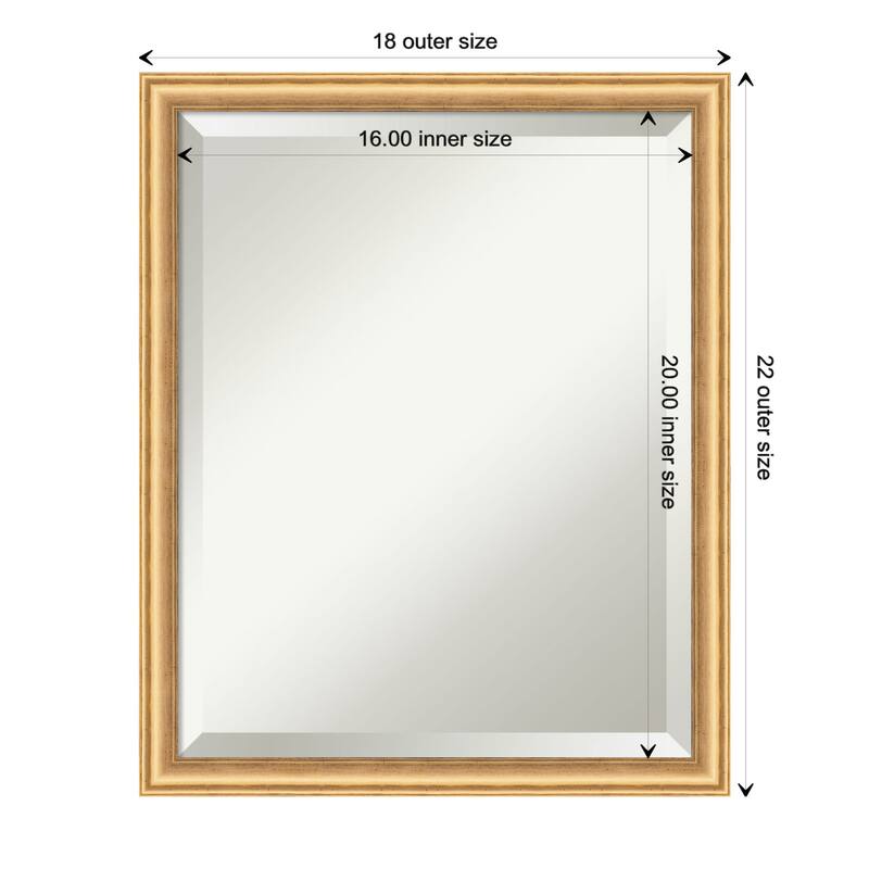 Salon Scoop Beveled Wood Framed Wall Mirror - Salon Scoop Gold - Glass Size 16x20