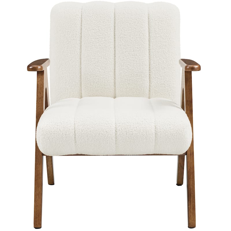 Yaheetech Mid Century Upholstered Accent Armchair Lounge Chair with V-Shaped Solid Wood Legs