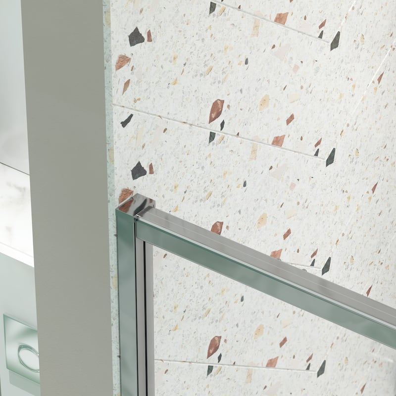 Framed Piovt Swing Glass Sliding Shower Door with 1/4"(6mm) Clear SGCC Tempered Glass