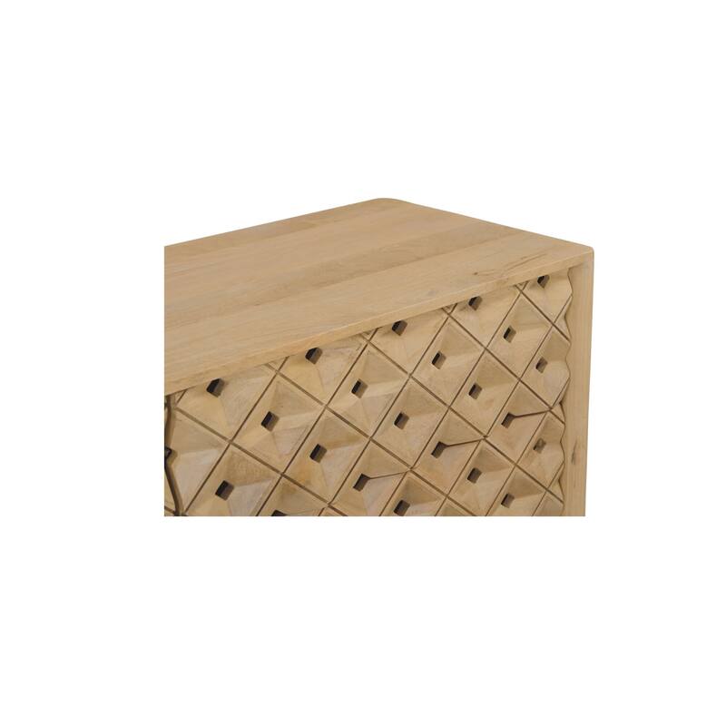 NADAAL STUDIOS Talric Natural Mango Wood 6-Drawer Dresser with Geometric Carved Front