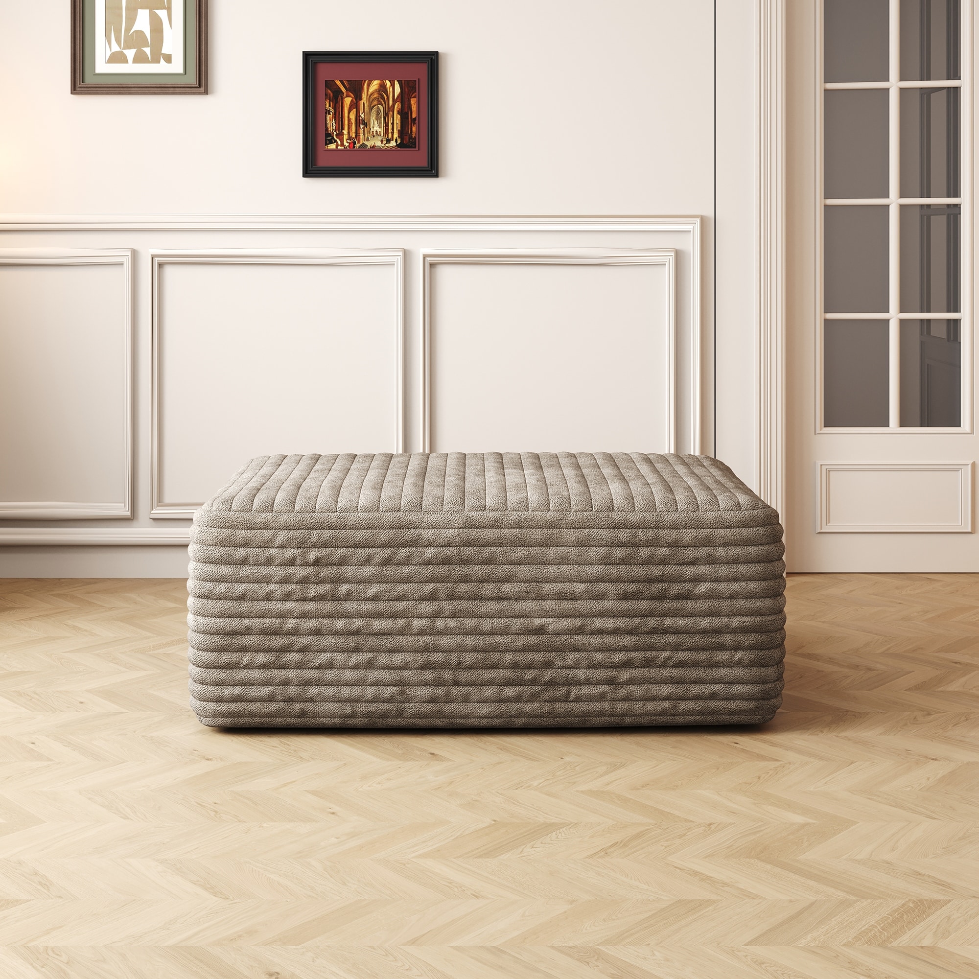 37.40" Sofa ottoman, No Assembly Required,Camel(Plush Corduroy Fabric)