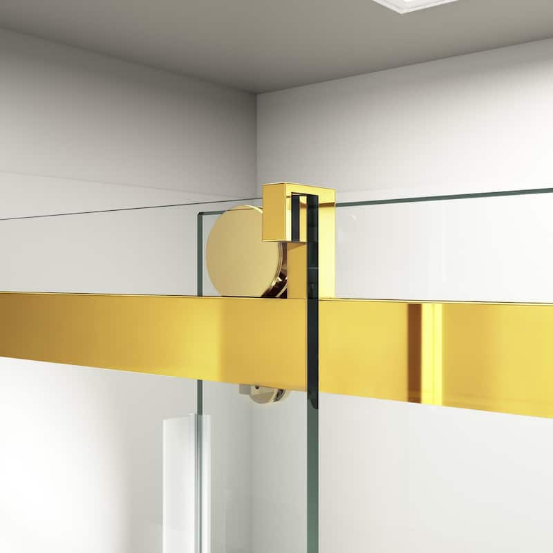 ABRUZZO 56-60" W x 76" H Frameless Soft-Closing Single Sliding Shower Door 1/4" (6mm) Explosion-Proof Tempered Glass