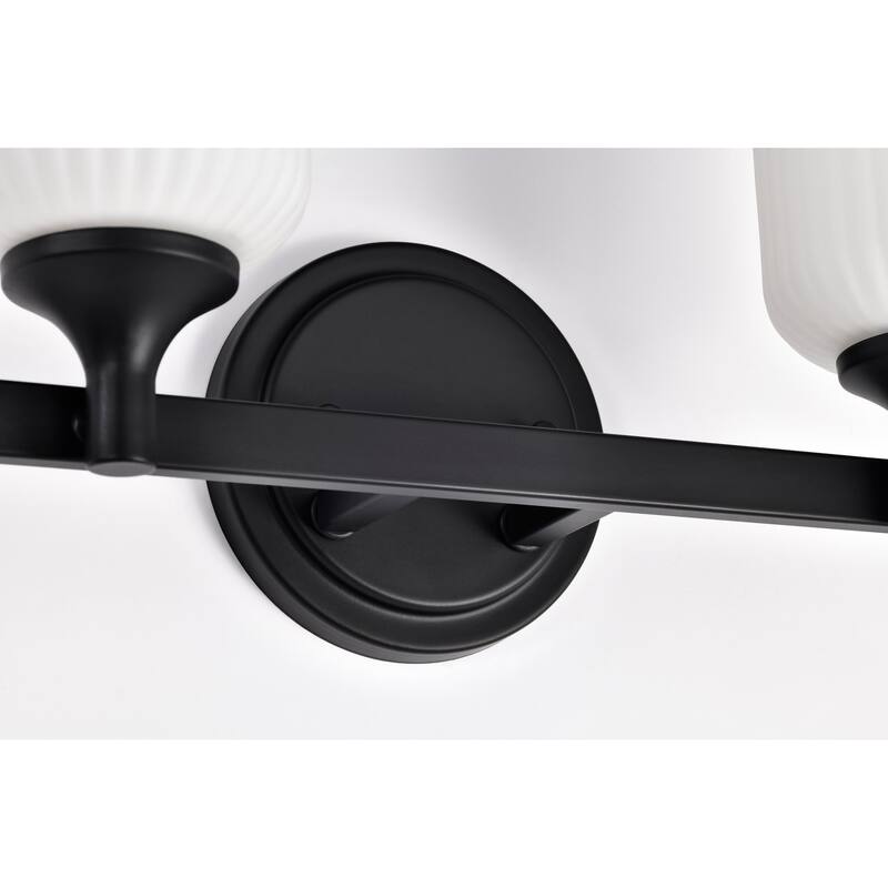 Solara 2 Light Vanity Matte Black Finish Frosted Ribbed Glass - Matte Black