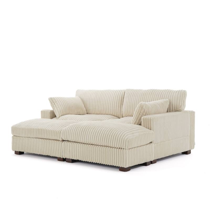 Modren Plush Oversized Modular Sectional Sofa Set with Chaise&Ottoman.