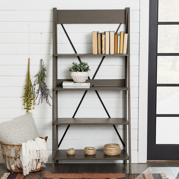The Gray Barn 68-inch Solid Pine Wood Ladder Bookshelf. Opens flyout.