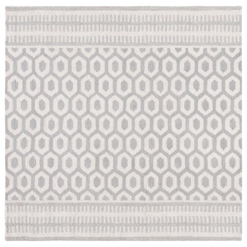 SAFAVIEH Handmade Capri Stoyana Modern Wool Rug - 6' Square - Ivory/Grey