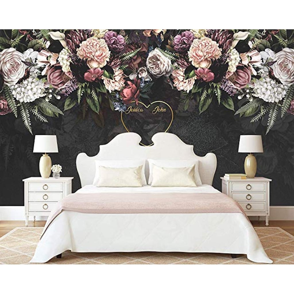 GK Wall Design Dark Floral Soft Rose Peony Blossom Peel&Stick Wallpaper