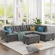 Thumbnail 1, Upholstery Sectional Sofa with storage ottoman, thick cushions.