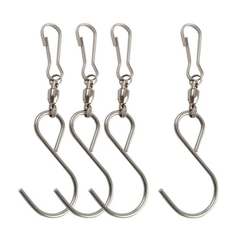 S Shape Stainless Steel Hook Clips Rack - Silver