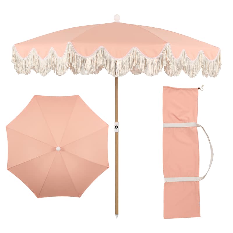 Mariner 6.5ft Classic Fringe Umbrella w/ Tilt & Bag