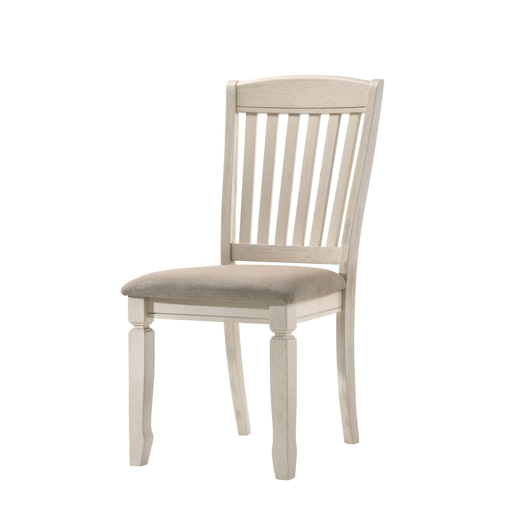 Fedele Tan Fabric & Cream Finish Side Chair (Set of 2)