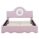 preview thumbnail 10 of 24, Twin/Full Size Upholstered Platform Bed with LED Headboard, Cute Kids Bed Frame Pink Floor Bed