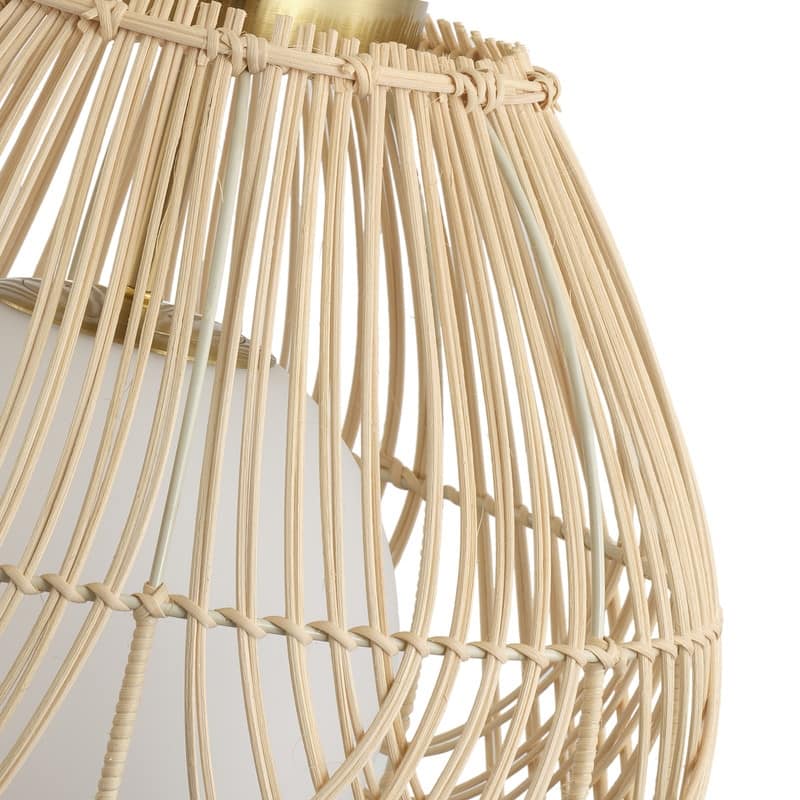 Boho Rattan Flush Mount 1 Light Copper Finish Woven Shade