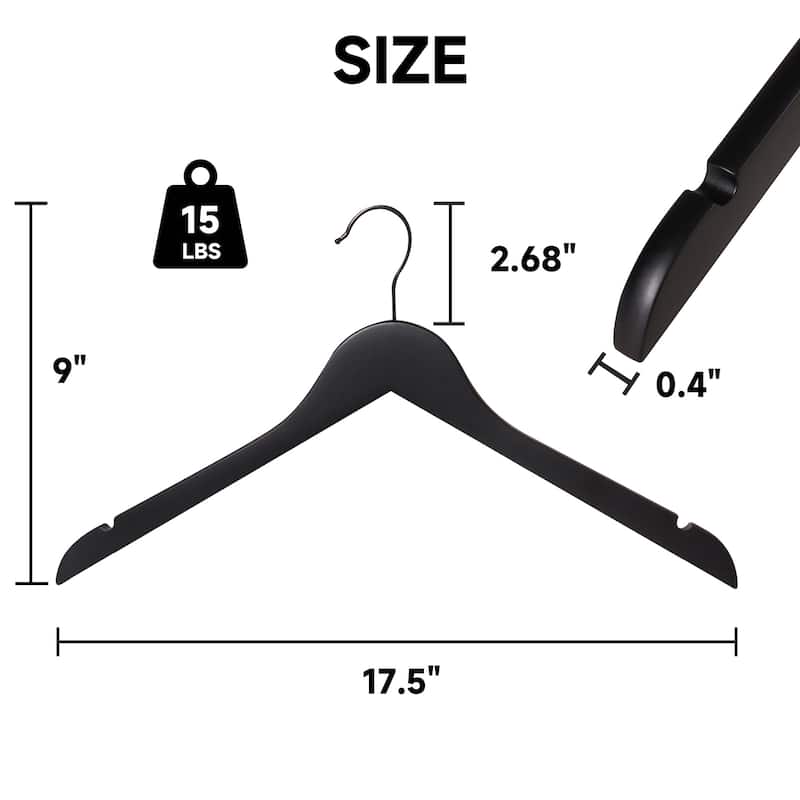 BP4U Premium Wooden Clothes Hangers, Solid Wood Coat Shirt Top Hangers for Jackets, Shirts, Dresses
