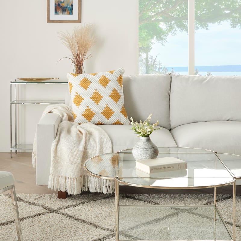Mina Victory Life Styles Textured Geometric Woven Diamonds Throw Pillow 20" x 20"