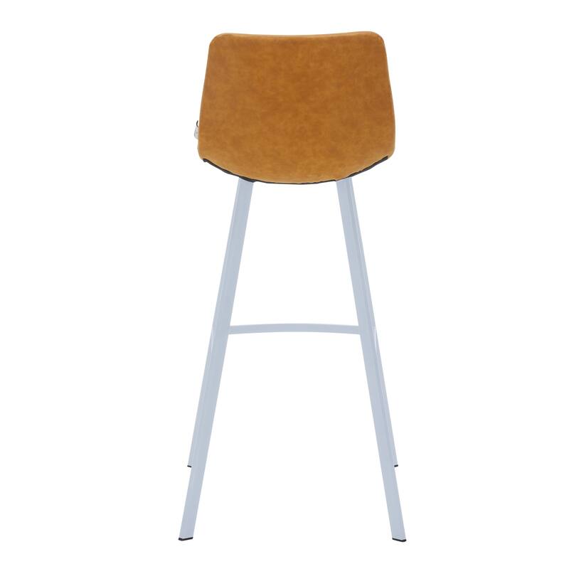Leather 41" Counter Height Bar Stool with Stainless Steel Legs and Footrest