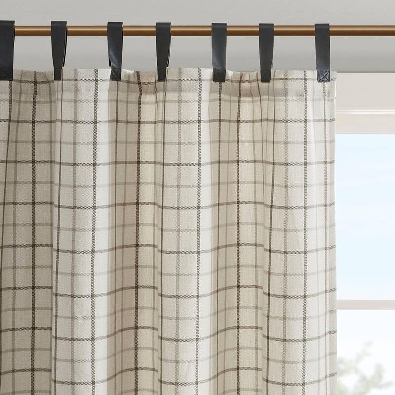 Plaid Rod Pocket and Back Tab Curtain Panel with Fleece Lining