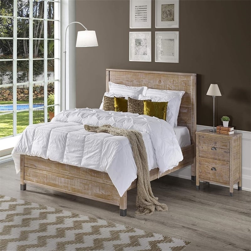 Night Stand 2 Drawer Solid Wood