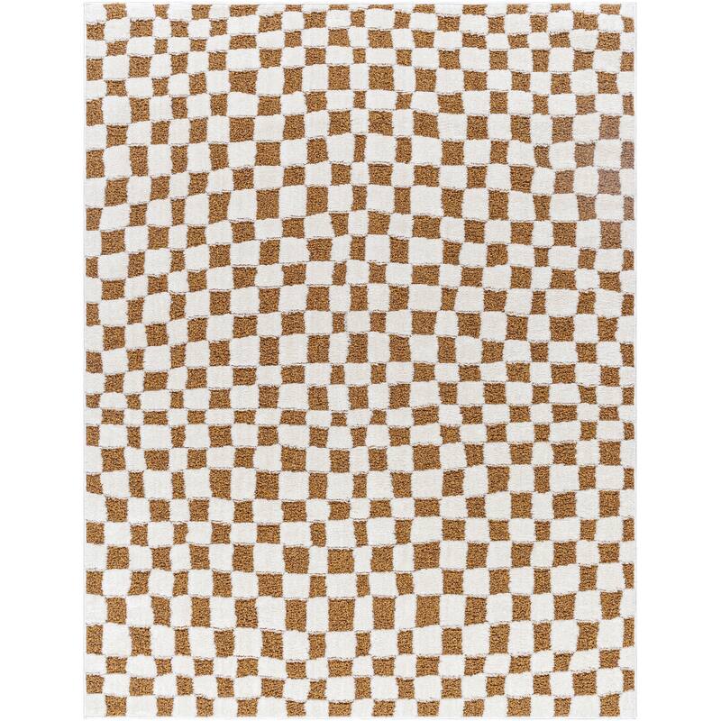 Artistic Weavers Freud Optical Illusion Checkered Area Rug - 2'8" x 7'3" - Burnt Umber/Cream
