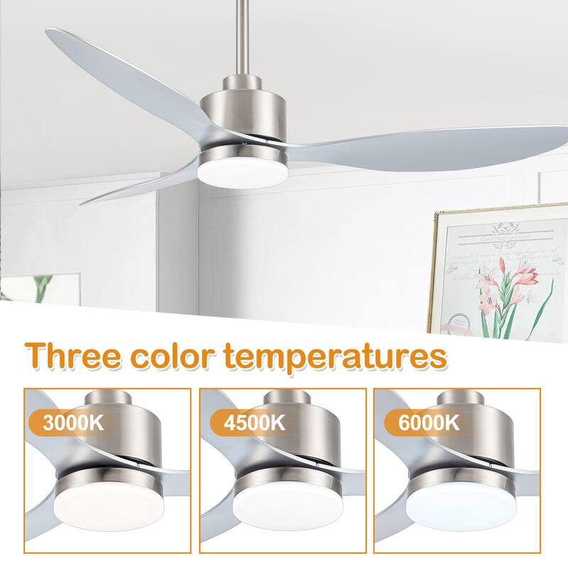 52 Inch LED Ceiling Fan with Lights Remote(3-Blade)