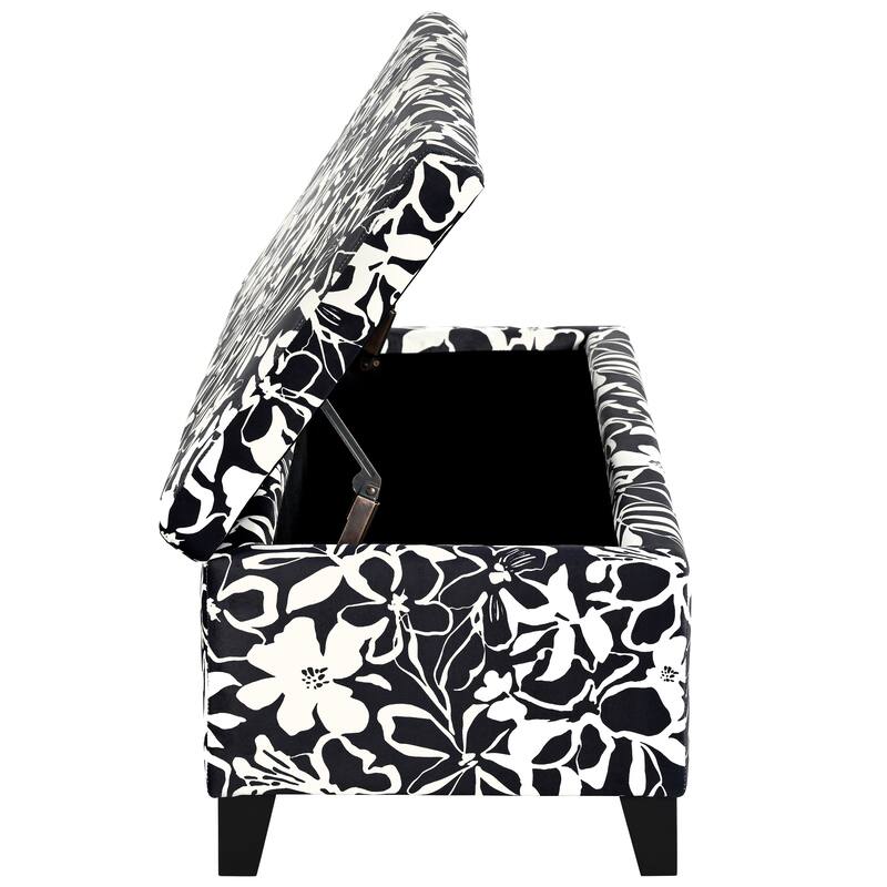 Floral Fabric Luxury Ottoman - Soft-Close Hinges, Ideal Footrest & Hidden Storage Seat