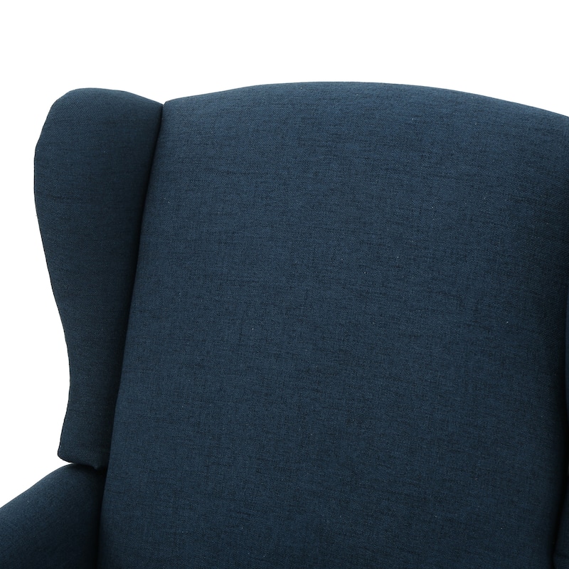 Upholstered Recliner Chair, Fabric Wingback Armchair, Push-Back Recliner with Nailhead Trim, Wood Legs, Classic Recliner Chair