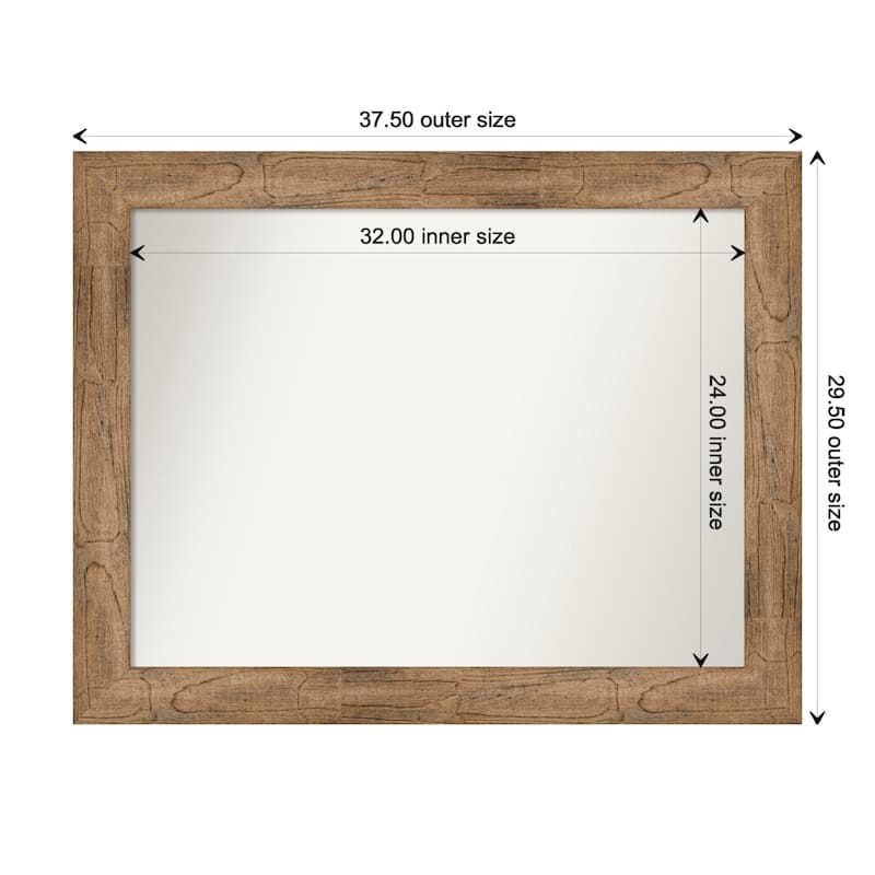 Owl Brown Framed Non-Beveled Custom Wall Mirror, Bathroom Vanity Mirror - Outer Size: 37.5 x 29.5