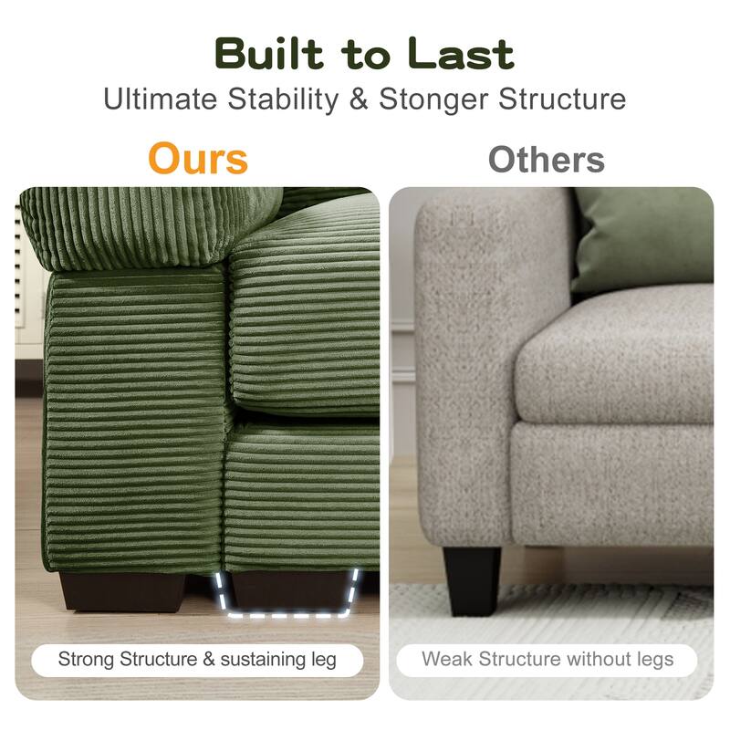 5-Seat Convertible Cloud Corduroy Modular Sofa with 16 Throw Pillows