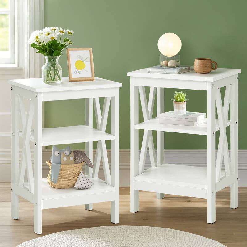 VECELO White 4 Piece Bedroom Set Upholstered Height-Adjustable Bed Nightstand Standing Jewelry Cabinet