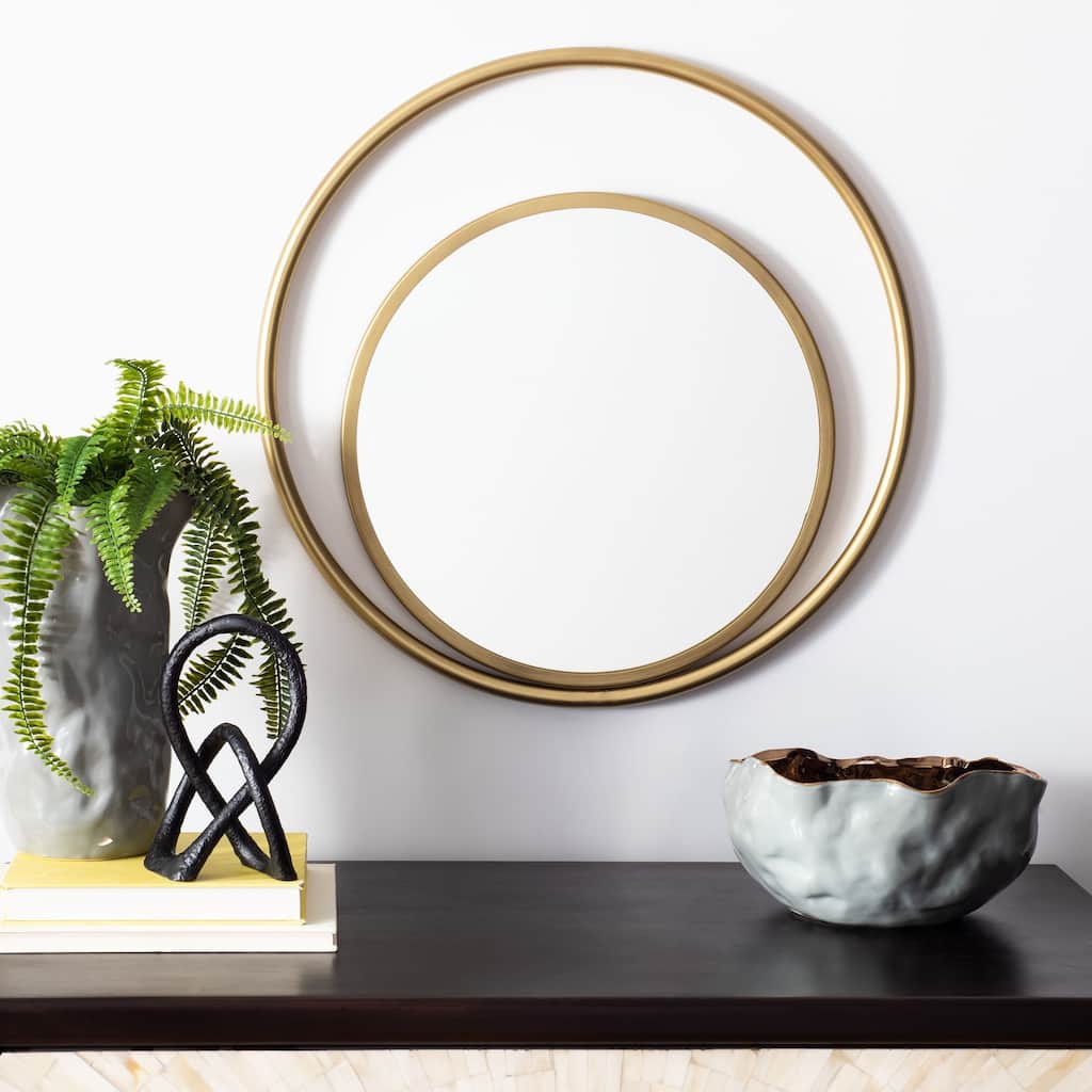 SAFAVIEH Alysa 24-inch Brass Round Mirror - 23.8" W x 1.3" L x 23.8" H - 24Wx1Dx24H