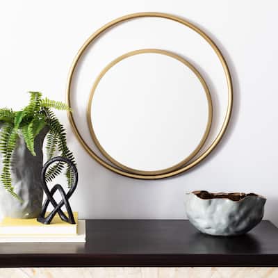 SAFAVIEH Wonder 24-inch Brass Round Mirror - 23.8" W x 1.3" L x 23.8" H