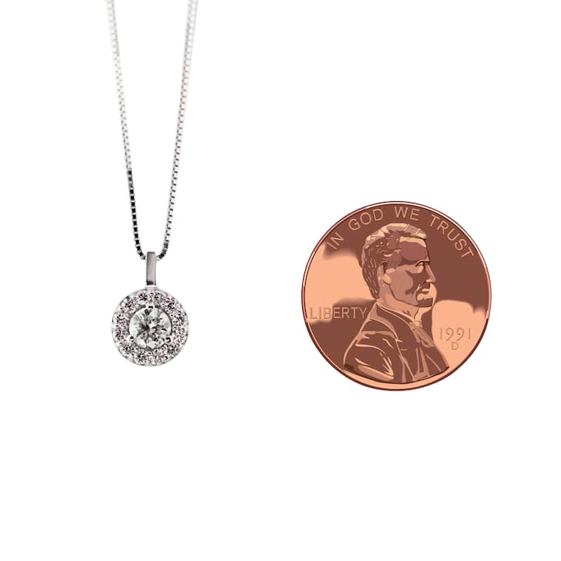 Auriya 1/2ctw Round Halo Diamond Necklace 14k Gold (I-J, SI2-SI3)