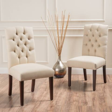 Crown Top Ivory Linen Dining Chair (Set of 2) by Christopher Knight Home
