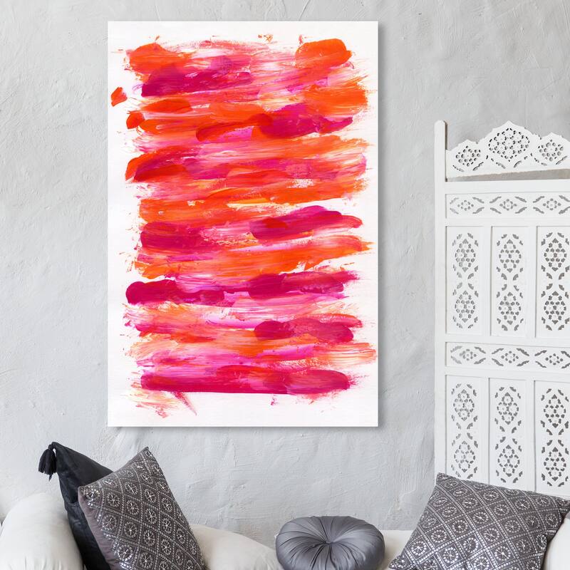 Wynwood Studio Abstract Red Daisy Petals Orange and Modern & Contemporary Wall Art Canvas Print - 45 x 30