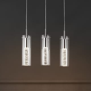 Zinnia Modern Style Iron/Crystal/Glass Integrated LED Linear Pendant, Chrome by JONATHAN Y