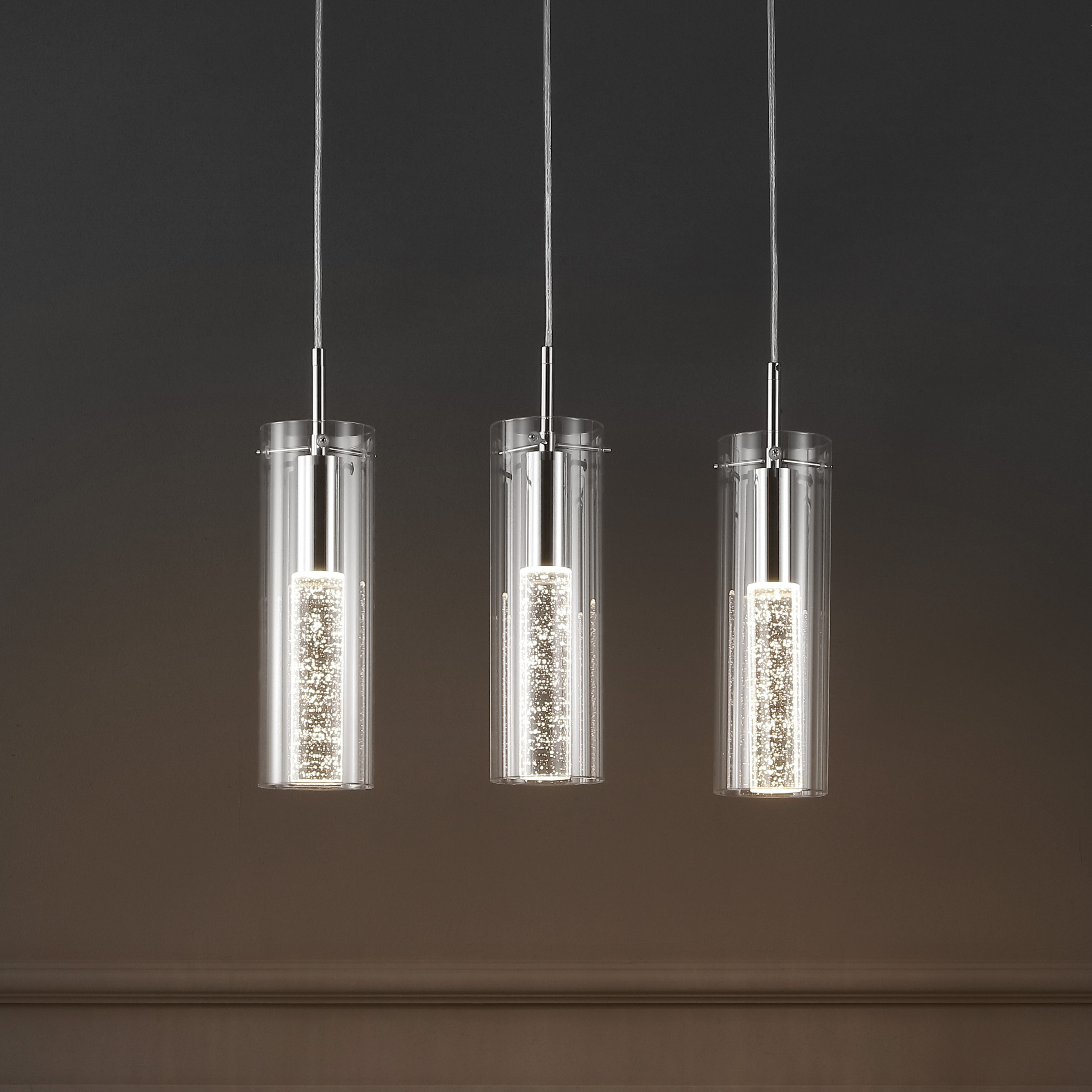 JONATHAN Y Zinnia Modern Style Iron/Crystal/Glass Integrated LED Linear Pendant, Chrome
