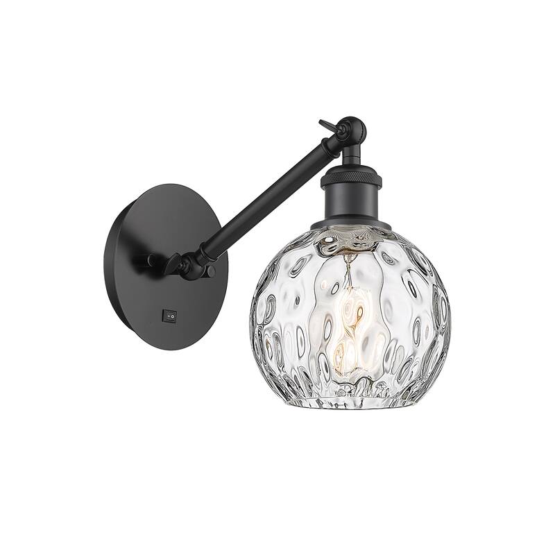 Innovations Lighting Ballston Athens Water Glass 6" - 1 Light 6" Sconce - Arm Adjusts Up and Down - Clear Water Glass/Matte Black