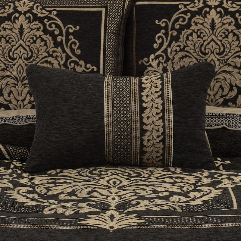 J. Queen New York Laurenza Black Boudoir Decorative Throw Pillow - Accent - Polyester - Black