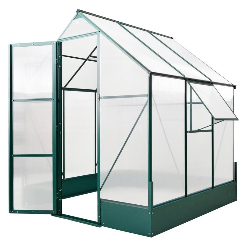 Outsunny Walk-in Plant Greenhouse for Backyard/Outdoor Use with Temperature Controlled Window, Aluminum Frame, PC Board