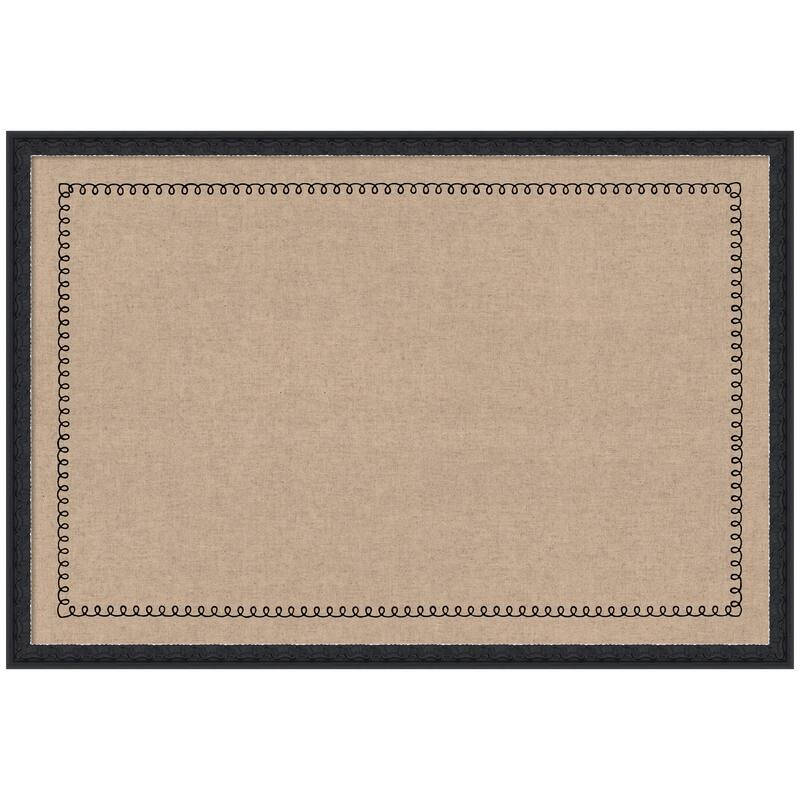 Kate and Laurel Pinboard Black Scallop Print - 38x26 - Bethany Black