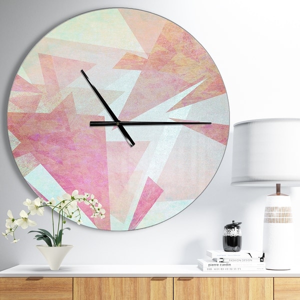 slide 2 of 9, Designart 'Vintage Triangular' Oversized Farmhouse Wall CLock 23 in. wide x 23 in. high