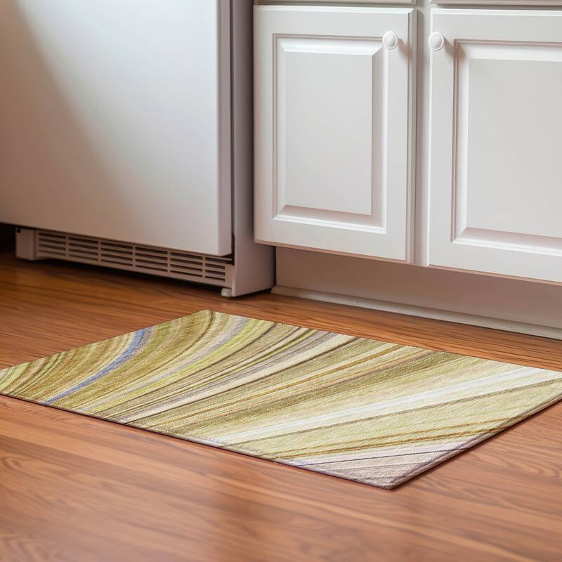 Premium Washable Super Soft Striped Abstract Mayfield Rug - Beige - 1' 8" x 2' 6" - Rectangle