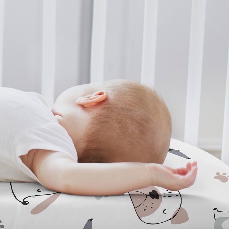 Sweet Jojo Designs Dog Boy, Girl, Unisex/Gender Neutral 2 Pack Baby Bassinet Fitted Sheets - Black & White Hatch & Modern, Puppy