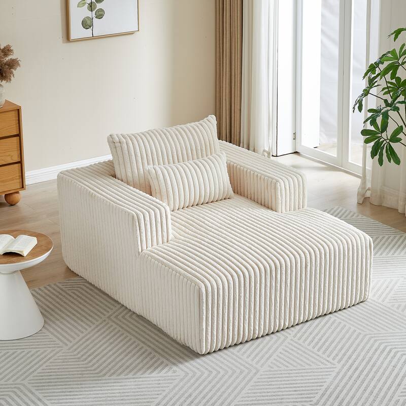 62.5-Inch Corduroy Modular Sleeper Sofa Bed with Removable Footrest