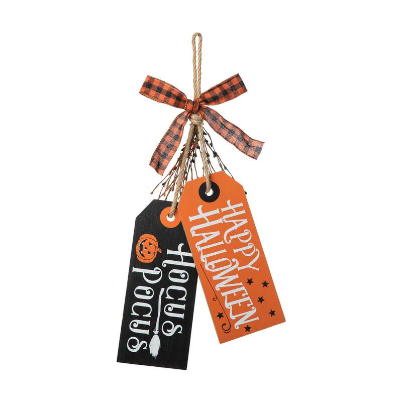 Glitzhome 24"H Wooden Valentine's Day/Patriotic/Americana/Easter Doorknob Hanging Decor - Halloween
