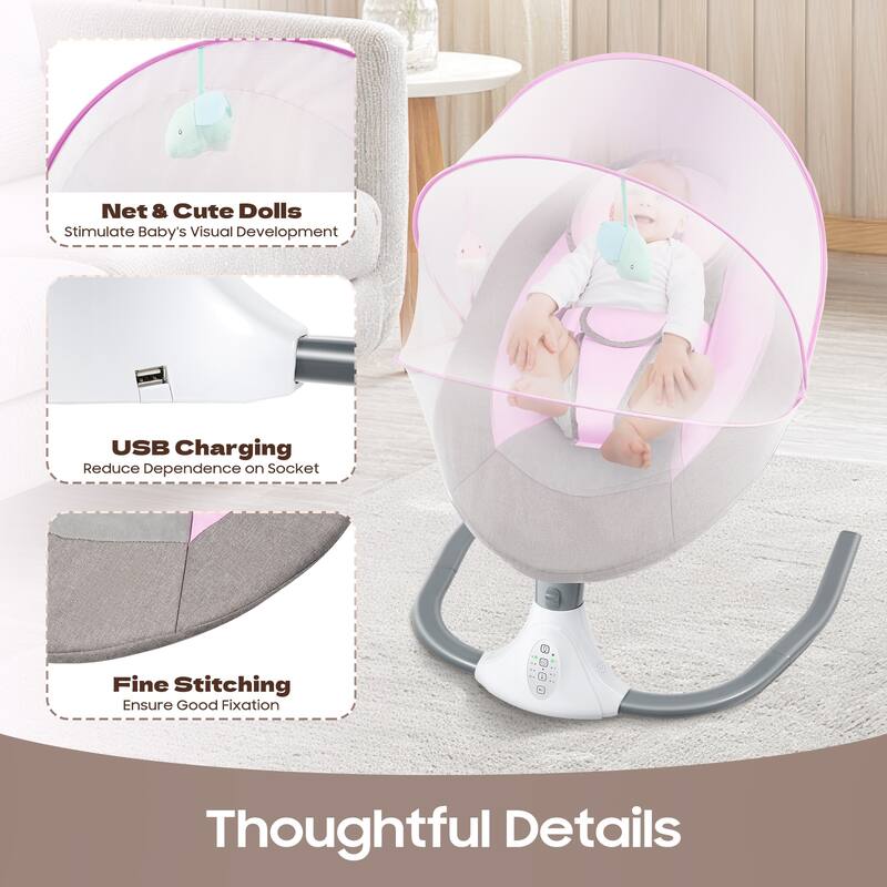Lofn Electric Baby Bouncer Bluetooth Swing Chair Cradle Rocking Bassinet