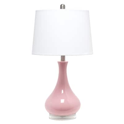 Elegant Designs Ceramic Tear Drop Shaped Table Lamp - Rose Pink - 14"Lx14"Wx26.25"H