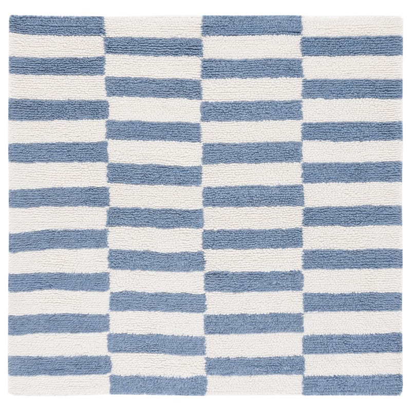 SAFAVIEH Handmade Vermont Cristy New Zealand Wool Rug - 6' Square - Ivory/Blue